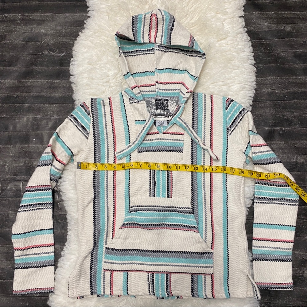 ORIGINAL SENIOR LOPEZ KNIT STRIPE BAJA THICK HOODIE PULLOVER BOHO HIPPIE SURFER - Picture 5 of 6